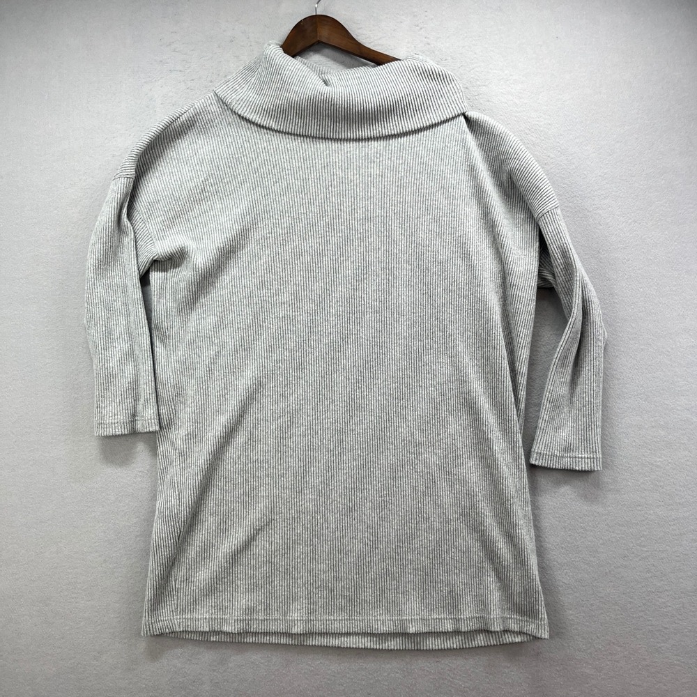 Gap Sweater Dress Womens XL Gray Ribbed Stretch Cowl Neck Minimalist Tunic